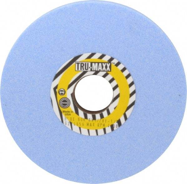 Tru-Maxx - 6" Diam x 1-1/4" Hole x 1/2" Thick, K Hardness, 60 Grit Surface Grinding Wheel - Ceramic, Type 1, Medium Grade, 5,410 Max RPM, Vitrified Bond, No Recess - Apex Tool & Supply