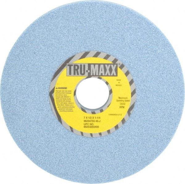 Tru-Maxx - 7" Diam x 1-1/4" Hole x 1/2" Thick, J Hardness, 46 Grit Surface Grinding Wheel - Ceramic, Type 1, Coarse Grade, 3,600 Max RPM, Vitrified Bond, No Recess - Apex Tool & Supply