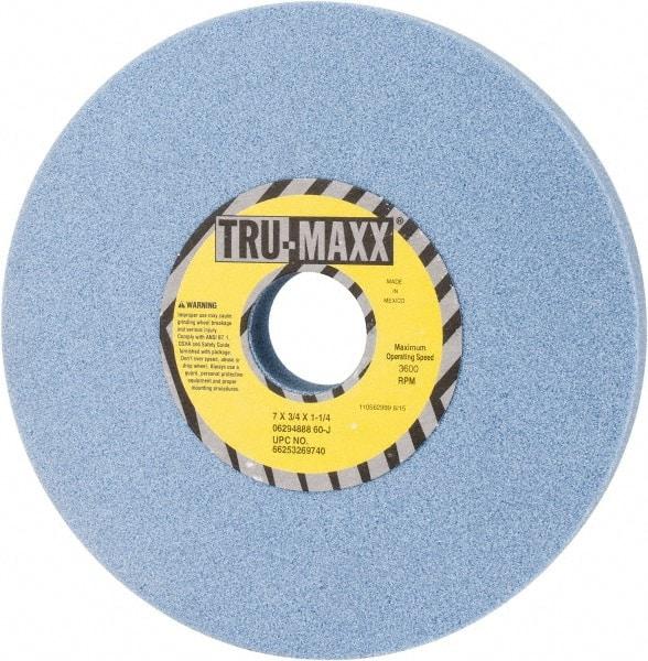 Tru-Maxx - 7" Diam x 1-1/4" Hole x 3/4" Thick, J Hardness, 60 Grit Surface Grinding Wheel - Ceramic, Type 1, Medium Grade, 3,600 Max RPM, Vitrified Bond, No Recess - Apex Tool & Supply