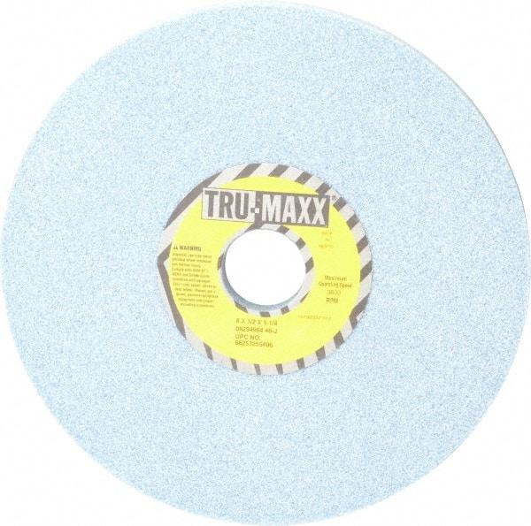 Tru-Maxx - 8" Diam x 1-1/4" Hole x 1/2" Thick, J Hardness, 46 Grit Surface Grinding Wheel - Ceramic, Type 1, Coarse Grade, 3,600 Max RPM, Vitrified Bond, No Recess - Apex Tool & Supply