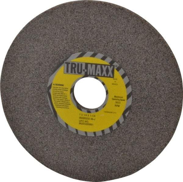 Tru-Maxx - 7" Diam x 1-1/4" Hole x 1/4" Thick, J Hardness, 46 Grit Surface Grinding Wheel - Aluminum Oxide, Type 1, Coarse Grade, 3,600 Max RPM, Vitrified Bond, No Recess - Apex Tool & Supply