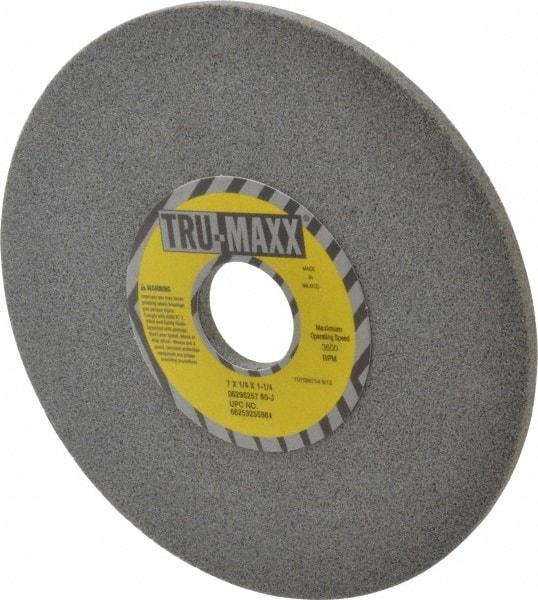 Tru-Maxx - 7" Diam x 1-1/4" Hole x 1/4" Thick, J Hardness, 60 Grit Surface Grinding Wheel - Aluminum Oxide, Type 1, Medium Grade, 3,600 Max RPM, Vitrified Bond, No Recess - Apex Tool & Supply