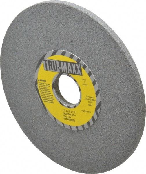 Tru-Maxx - 7" Diam x 1-1/4" Hole x 1/4" Thick, J Hardness, 80 Grit Surface Grinding Wheel - Aluminum Oxide, Type 1, Medium Grade, 3,600 Max RPM, Vitrified Bond, No Recess - Apex Tool & Supply