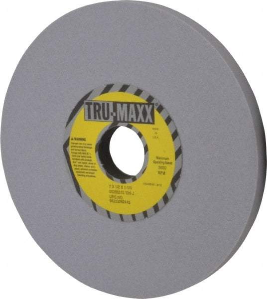 Tru-Maxx - 7" Diam x 1-1/4" Hole x 1/2" Thick, L Hardness, 120 Grit Surface Grinding Wheel - Aluminum Oxide, Type 1, Fine Grade, 3,600 Max RPM, Vitrified Bond, No Recess - Apex Tool & Supply