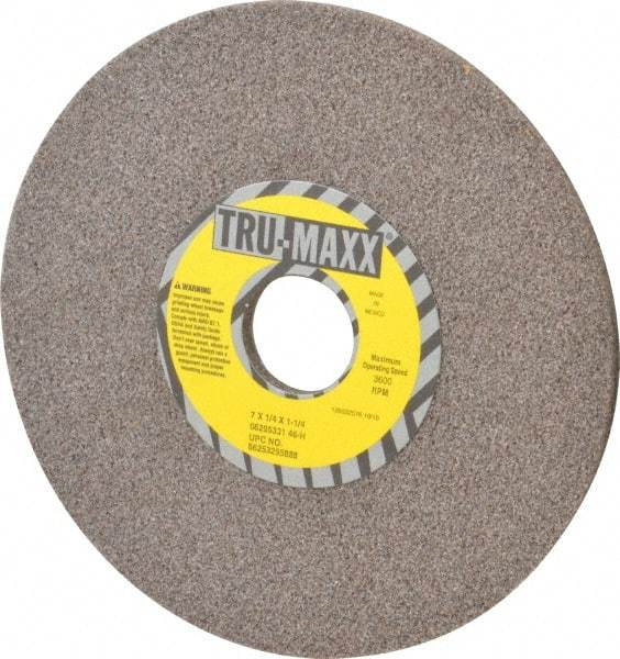 Tru-Maxx - 7" Diam x 1-1/4" Hole x 1/4" Thick, H Hardness, 46 Grit Surface Grinding Wheel - Aluminum Oxide, Type 1, Coarse Grade, 3,600 Max RPM, Vitrified Bond, No Recess - Apex Tool & Supply