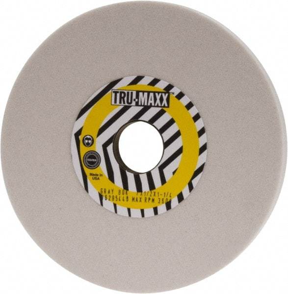 Tru-Maxx - 7" Diam x 1-1/4" Hole x 1/2" Thick, K Hardness, 80 Grit Surface Grinding Wheel - Aluminum Oxide, Type 1, Medium Grade, 3,600 Max RPM, Vitrified Bond, No Recess - Apex Tool & Supply