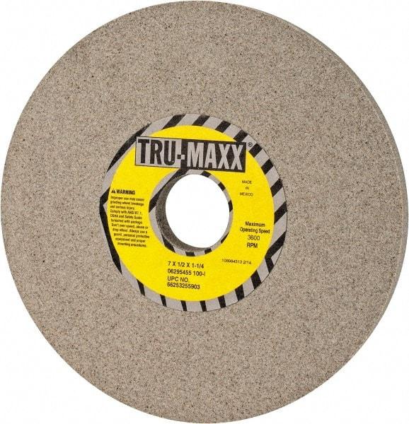 Tru-Maxx - 7" Diam x 1-1/4" Hole x 1/2" Thick, I Hardness, 100 Grit Surface Grinding Wheel - Aluminum Oxide, Type 1, Fine Grade, 3,600 Max RPM, Vitrified Bond, No Recess - Apex Tool & Supply