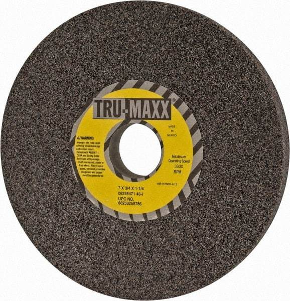 Tru-Maxx - 7" Diam x 1-1/4" Hole x 3/4" Thick, I Hardness, 46 Grit Surface Grinding Wheel - Aluminum Oxide, Type 1, Coarse Grade, 3,600 Max RPM, Vitrified Bond, No Recess - Apex Tool & Supply