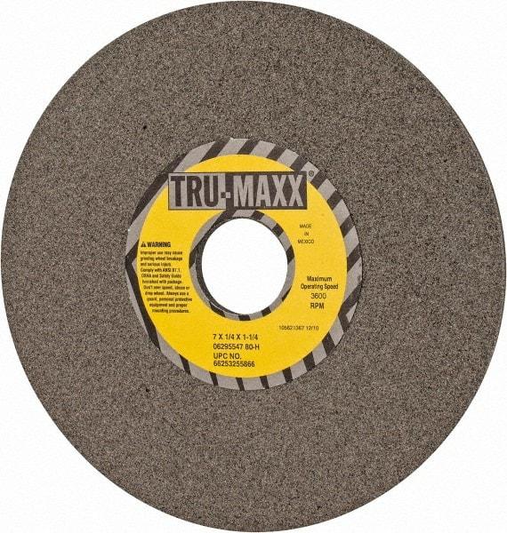 Tru-Maxx - 7" Diam x 1-1/4" Hole x 1/4" Thick, H Hardness, 80 Grit Surface Grinding Wheel - Aluminum Oxide, Type 1, Medium Grade, 3,600 Max RPM, Vitrified Bond, No Recess - Apex Tool & Supply