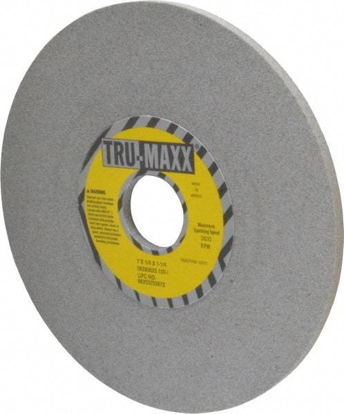 Tru-Maxx - 7" Diam x 1-1/4" Hole x 1/4" Thick, I Hardness, 100 Grit Surface Grinding Wheel - Aluminum Oxide, Type 1, Fine Grade, 3,600 Max RPM, Vitrified Bond, No Recess - Apex Tool & Supply