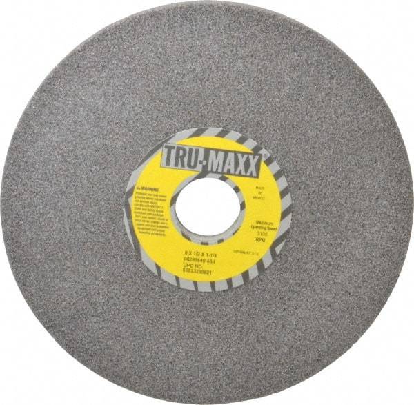 Tru-Maxx - 8" Diam x 1-1/4" Hole x 1/2" Thick, I Hardness, 46 Grit Surface Grinding Wheel - Aluminum Oxide, Type 1, Coarse Grade, 3,105 Max RPM, Vitrified Bond, No Recess - Apex Tool & Supply