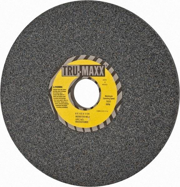 Tru-Maxx - 8" Diam x 1-1/4" Hole x 1/2" Thick, J Hardness, 46 Grit Surface Grinding Wheel - Aluminum Oxide, Type 1, Coarse Grade, 3,600 Max RPM, Vitrified Bond, No Recess - Apex Tool & Supply