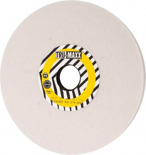 Tru-Maxx - 8" Diam x 1-1/4" Hole x 1/2" Thick, J Hardness, 80 Grit Surface Grinding Wheel - Aluminum Oxide, Type 1, Medium Grade, 3,600 Max RPM, Vitrified Bond, No Recess - Apex Tool & Supply