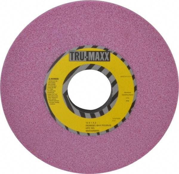 Tru-Maxx - 12" Diam x 3" Hole x 1" Thick, H Hardness, 46 Grit Surface Grinding Wheel - Aluminum Oxide, Type 1, Coarse Grade, 2,705 Max RPM, Vitrified Bond, No Recess - Apex Tool & Supply