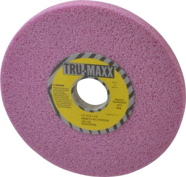 Tru-Maxx - 7" Diam x 1-1/4" Hole x 1/2" Thick, J Hardness, 46 Grit Surface Grinding Wheel - Aluminum Oxide, Type 1, Coarse Grade, 3,600 Max RPM, Vitrified Bond, No Recess - Apex Tool & Supply