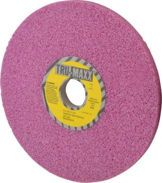 Tru-Maxx - 8" Diam x 1-1/4" Hole x 1/2" Thick, H Hardness, 46 Grit Surface Grinding Wheel - Aluminum Oxide, Type 1, Coarse Grade, 3,600 Max RPM, Vitrified Bond, No Recess - Apex Tool & Supply