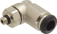 Alpha Technologies - 6mm Outside Diam, M5 Metric, Nickel Plated Brass Push-to-Connect Tube Male Swivel Elbow - 250 Max psi, Tube to Metric Thread Connection, Buna O-Ring - Apex Tool & Supply