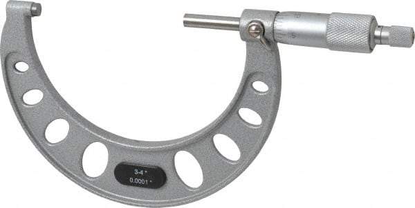 Value Collection - 3 to 4" Range, 0.0001" Graduation, Mechanical Outside Micrometer - Ratchet Stop Thimble, Accurate to 0.0001" - Apex Tool & Supply