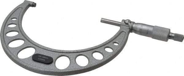 Value Collection - 100 to 125mm Range, 0.01mm Graduation, Mechanical Outside Micrometer - Ratchet Stop Thimble, Accurate to 0.006mm - Apex Tool & Supply
