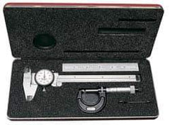 Starrett - 4 Piece, Machinist Caliper and Micrometer Tool Kit - 0 to 6 Inch Caliper, 0 to 1 Inch Micrometer - Apex Tool & Supply