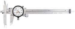 Starrett - 0" to 6" Range, 0.001" Graduation, 0.1" per Revolution, Dial Caliper - White Face, 3-1/2" Jaw Length, Accurate to 0.0010" - Apex Tool & Supply