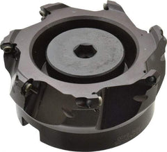 Seco - 3.94" Cut Diam, 1-1/2" Arbor Hole, 0.138" Max Depth of Cut, 43° Indexable Chamfer & Angle Face Mill - 7 Inserts, OF.. 05T305 Insert, Right Hand Cut, 7 Flutes, Series R220.43 - Apex Tool & Supply