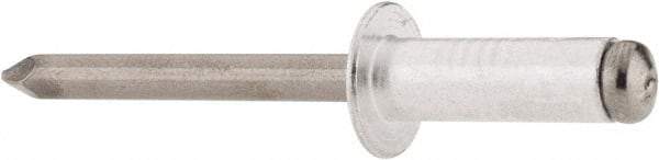 RivetKing - Size 88 Dome Head Aluminum Open End Blind Rivet - Steel Mandrel, 0.376" to 1/2" Grip, 1/2" Head Diam, 0.257" to 0.261" Hole Diam, 3/4" Length Under Head, 1/4" Body Diam - Apex Tool & Supply