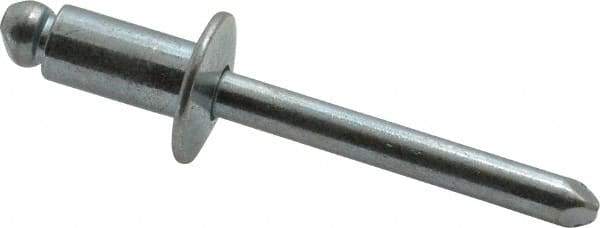 RivetKing - Size 84 Dome Head Steel Open End Blind Rivet - Steel Mandrel, 0.02" to 1/4" Grip, 1/2" Head Diam, 0.257" to 0.261" Hole Diam, 1/2" Length Under Head, 1/4" Body Diam - Apex Tool & Supply