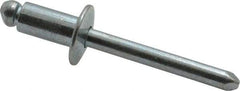 RivetKing - Size 84 Dome Head Steel Open End Blind Rivet - Steel Mandrel, 0.02" to 1/4" Grip, 1/2" Head Diam, 0.257" to 0.261" Hole Diam, 1/2" Length Under Head, 1/4" Body Diam - Apex Tool & Supply
