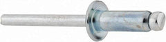 RivetKing - Size 88 Dome Head Steel Open End Blind Rivet - Steel Mandrel, 0.376" to 1/2" Grip, 1/2" Head Diam, 0.257" to 0.261" Hole Diam, 3/4" Length Under Head, 1/4" Body Diam - Apex Tool & Supply