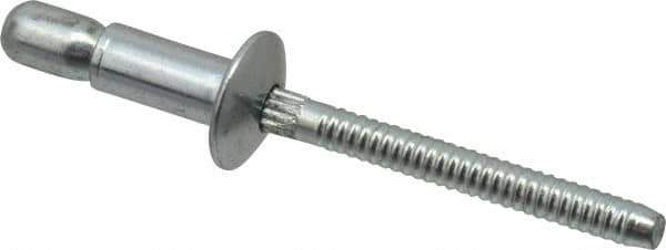 RivetKing - Size 64 Dome Head Steel Structural with Locking Stem Blind Rivet - Steel Mandrel, 0.062" to 0.27" Grip, 0.385" Head Diam, 0.194" to 0.204" Hole Diam, 0.415" Length Under Head, 3/16" Body Diam - Apex Tool & Supply