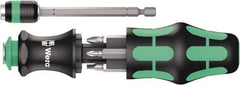 Wera - 8 Piece Bit Screwdriver - Phillips, Slotted, Square, with Storage - Apex Tool & Supply