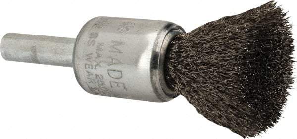 Anderson - 1/2" Brush Diam, Crimped, End Brush - 1/4" Diam Shank, 25,000 Max RPM - Apex Tool & Supply