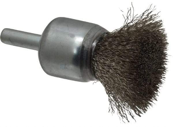 Anderson - 3/4" Brush Diam, Crimped, End Brush - 1/4" Diam Shank, 22,000 Max RPM - Apex Tool & Supply