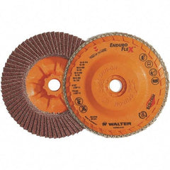 WALTER Surface Technologies - 60 Grit, 7" Disc Diam, 7/8" Center Hole, Zirconia Alumina Flap Disc - 8,600 Max RPM, Plastic Backing, Arbor Attaching System, Coated - Apex Tool & Supply