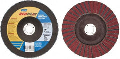 Norton - 36 Grit, 7" Disc Diam, 7/8" Center Hole, Type 29 Ceramic Flap Disc - 8,600 Max RPM, Fiberglass Backing, Arbor Attaching System, Coated - Apex Tool & Supply