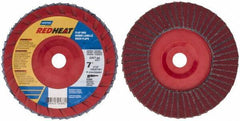 Norton - 60 Grit, 7" Disc Diam, 7/8" Center Hole, Type 27 Ceramic Flap Disc - 8,600 Max RPM, Plastic Backing, Arbor Attaching System, Coated - Apex Tool & Supply