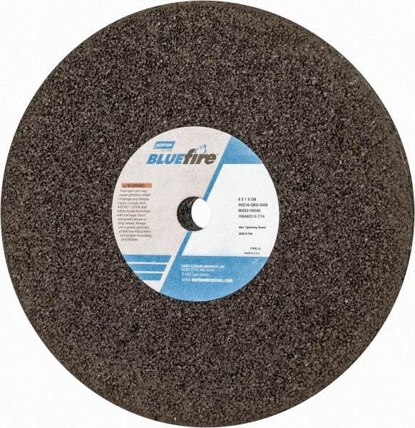 Norton - 8" Diam x 5/8" Hole x 1" Thick, Q Hardness, 16 Grit Surface Grinding Wheel - Zirconia Alumina, Type 1, Very Coarse Grade, 6,000 Max RPM, No Recess - Apex Tool & Supply