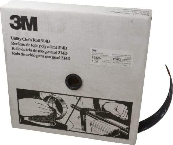3M - 2" x 50 Yd 50 Grit Aluminum Oxide Cloth Roll - Coarse Grade, X Weighted Backing - Apex Tool & Supply