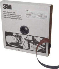 3M - 1" x 50 Yd 120 Grit Aluminum Oxide Cloth Roll - Fine Grade, J Weighted Backing - Apex Tool & Supply