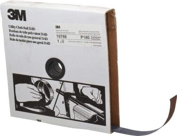 3M - 1" x 50 Yd 180 Grit Aluminum Oxide Cloth Roll - Very Fine Grade, J Weighted Backing - Apex Tool & Supply