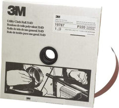 3M - 1" x 50 Yd 220 Grit Aluminum Oxide Cloth Roll - Very Fine Grade, J Weighted Backing - Apex Tool & Supply