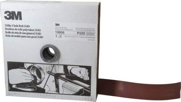 3M - 1-1/2" x 50 Yd 220 Grit Aluminum Oxide Cloth Roll - Very Fine Grade, J Weighted Backing - Apex Tool & Supply