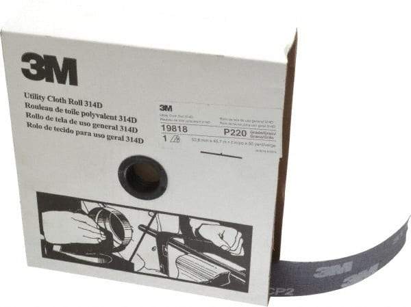 3M - 2" x 50 Yd 220 Grit Aluminum Oxide Cloth Roll - Very Fine Grade, J Weighted Backing - Apex Tool & Supply