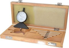 Value Collection - 0 to 10 Inch Range, Steel, White Dial Depth Gage - 0.001 Inch Graduation, 0.001 Inch Accuracy, 1/2 Inch Travel, 3-1/8 Inch Base Measuring Length - Apex Tool & Supply