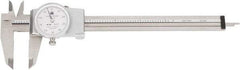 TESA Brown & Sharpe - 0" to 6" Range, 0.001" Graduation, 0.1" per Revolution, Dial Caliper - White Face, 1.5" Jaw Length - Apex Tool & Supply