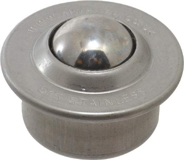 SKF - Round, Stainless Steel Ball Transfer - 9.5mm Mount Height, 77 Lb. Capacity - Apex Tool & Supply