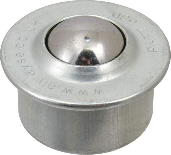 SKF - Round, Carbon Steel Ball Transfer - 13.8mm Mount Height, 506 Lb. Capacity - Apex Tool & Supply