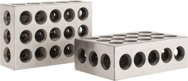 Value Collection - 0.0003 Squareness Per Inch, Hardened Steel, 1-2-3 Block with 23 Hole Setup Block - 0.0001 to 0.0007 Inch Overall Tolerance, 3/8 - 16 Inch Tapped Hole Size, 56-60 HRC Hardness, Sold As Matched Pair - Apex Tool & Supply