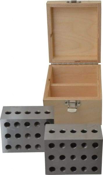 Suburban Tool - 0.0001 Squareness Per Inch, Hardened Steel, 2-3-4 Block with 23 Hole Setup Block - 3/8 - 16 Inch Tapped Hole Size, Sold As Matched Pair - Apex Tool & Supply